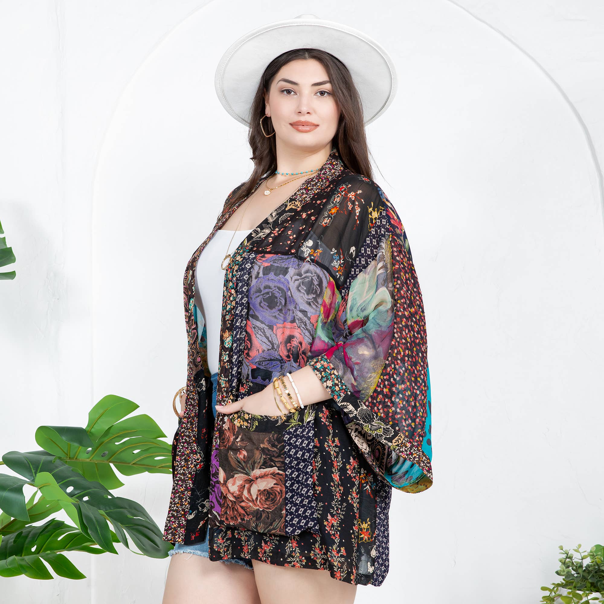 Young Threads - Wholesale Kimono - Women's - Kimono Top In Overdyed Mix N Match Patches - in 7 Color ways41