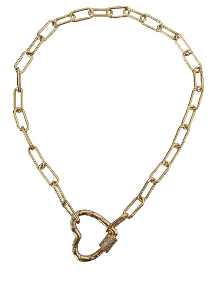 Paperclip Heartlock-Halskette für den Großhandel von LOVE, POPPY