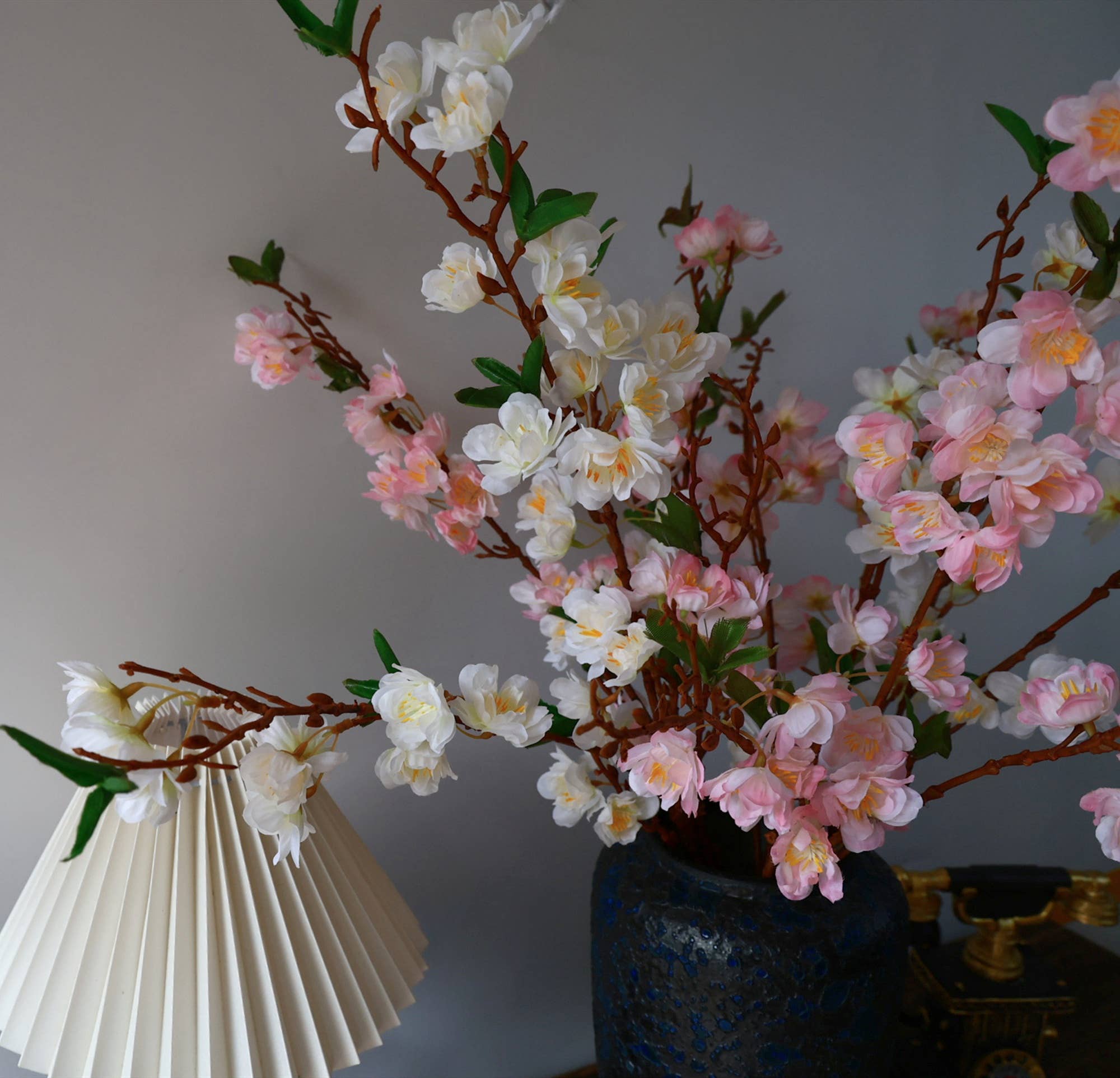 ACNITE(We cover U.S. import duties) – wholesale Artificial flowers – Artificial pink/white cherry blossom Silk flowers stem2