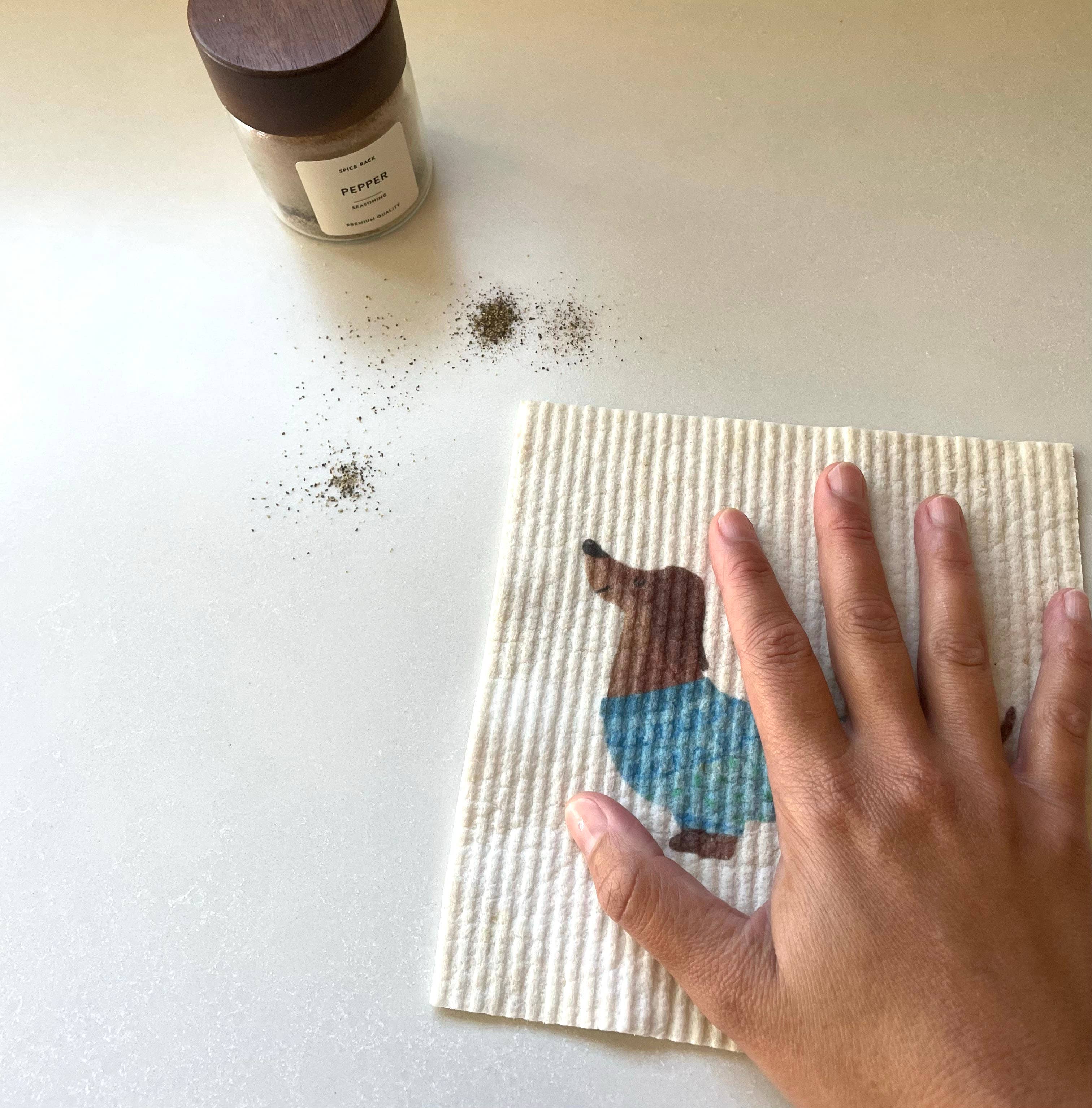 Ink and Fiber Designs - Wholesale Dishcloth - Black and White Scandi 1 Swedish Dishcloth3