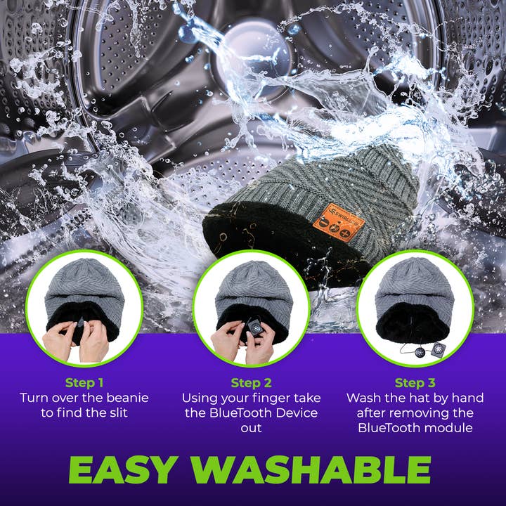 SWIRLLINE - Vendita all'ingrosso Berretto - Unisex - Cappello e sciarpa wireless Bluetooth caldi - Berretto grigio per cuffie