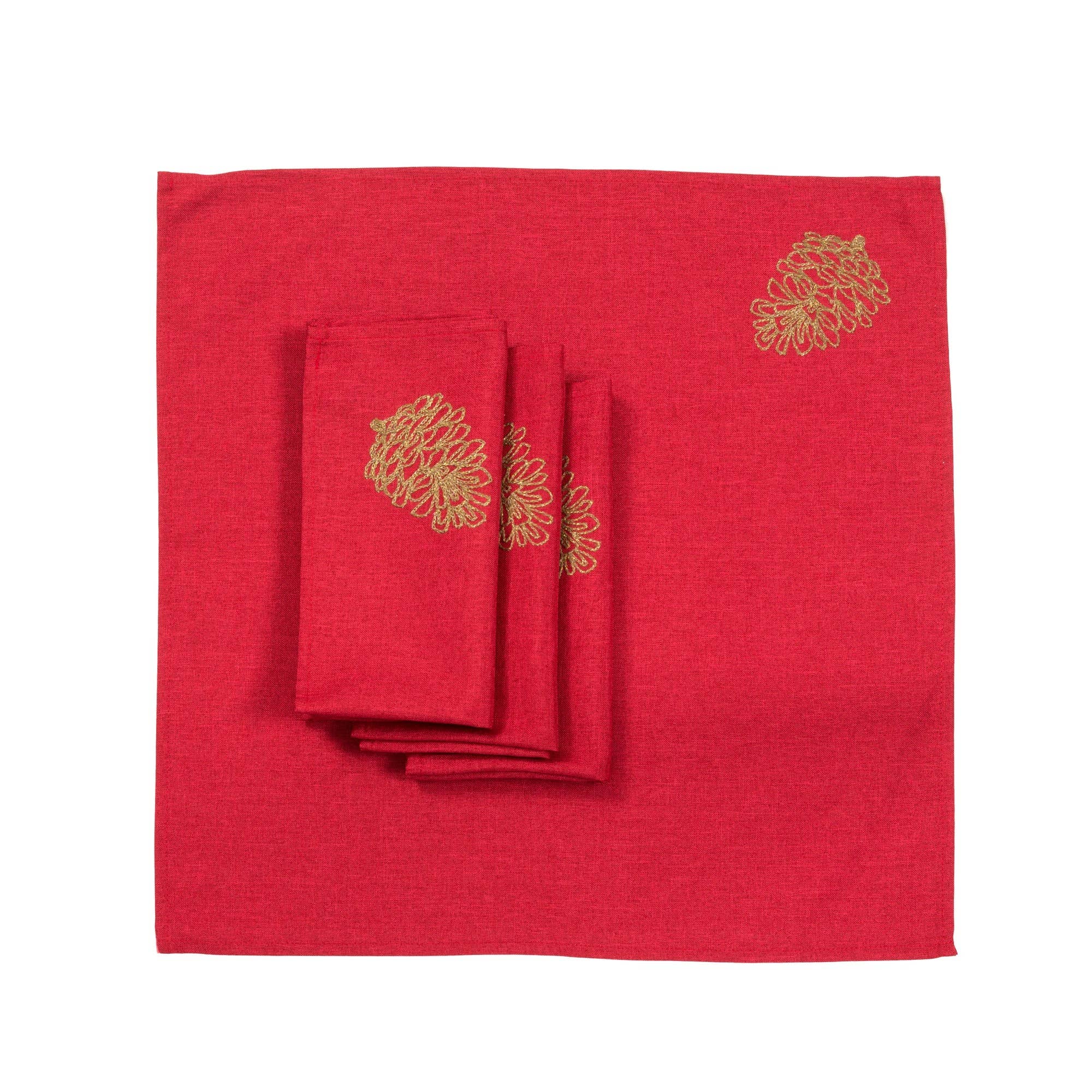 Xia Home Fashions & Manor Luxe - Wholesale Dinner & Cloth Napkin - Christmas Pine Tree Branches Embroidered 20 by 20Inch Napkin
