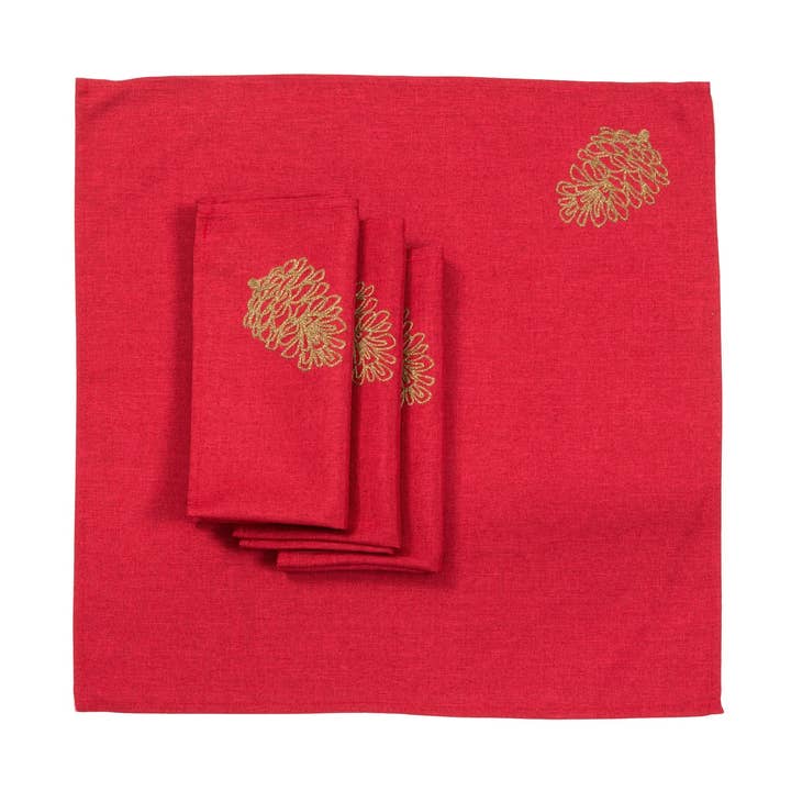 Xia Home Fashions & Manor Luxe - Wholesale Dinner & Cloth Napkin - Christmas Pine Tree Branches Embroidered 20 by 20Inch Napkin0