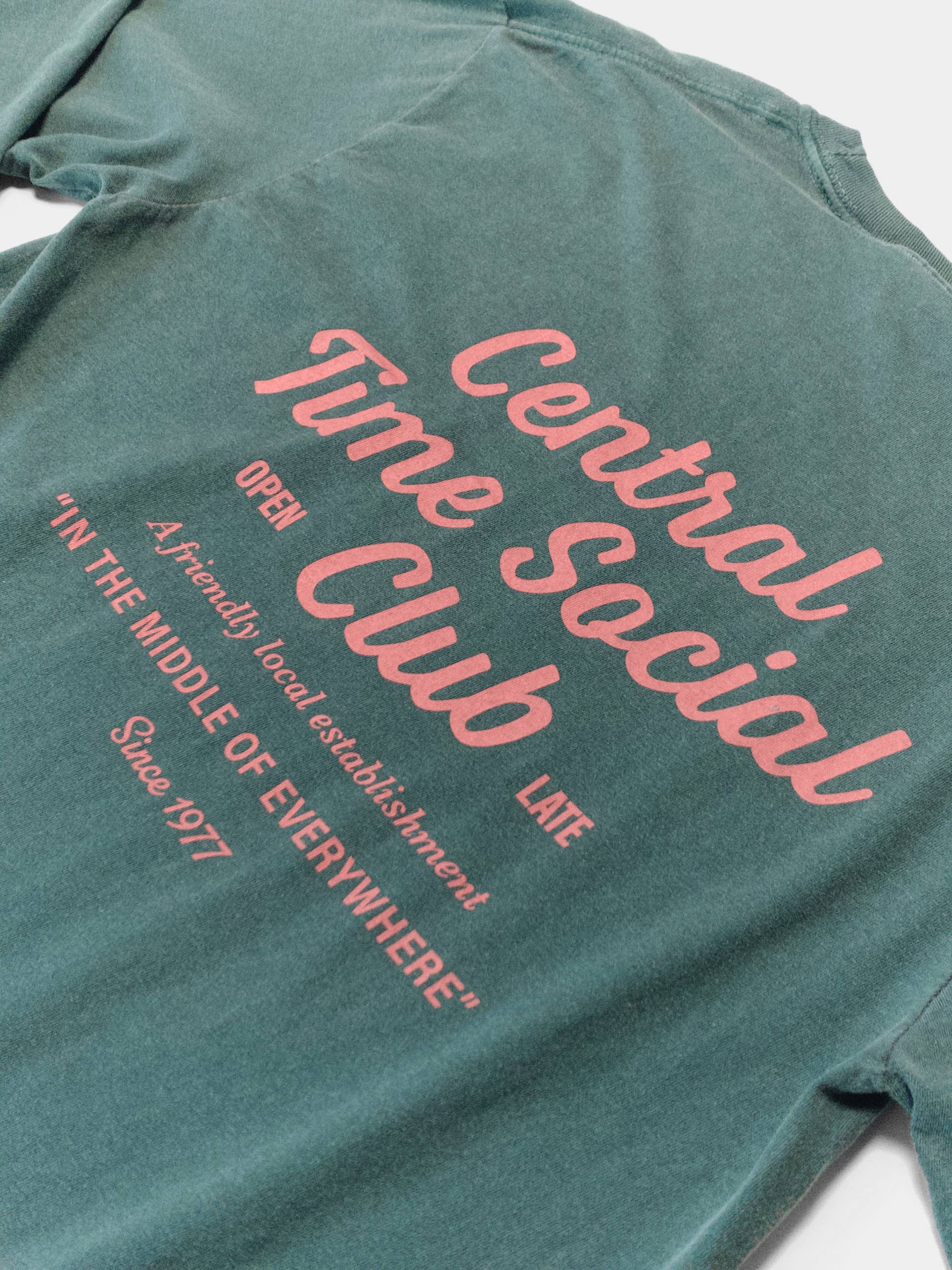 Vintage Forest Central Time Social Club Heavyweight Long Sleeve Tee for wholesale on Faire4