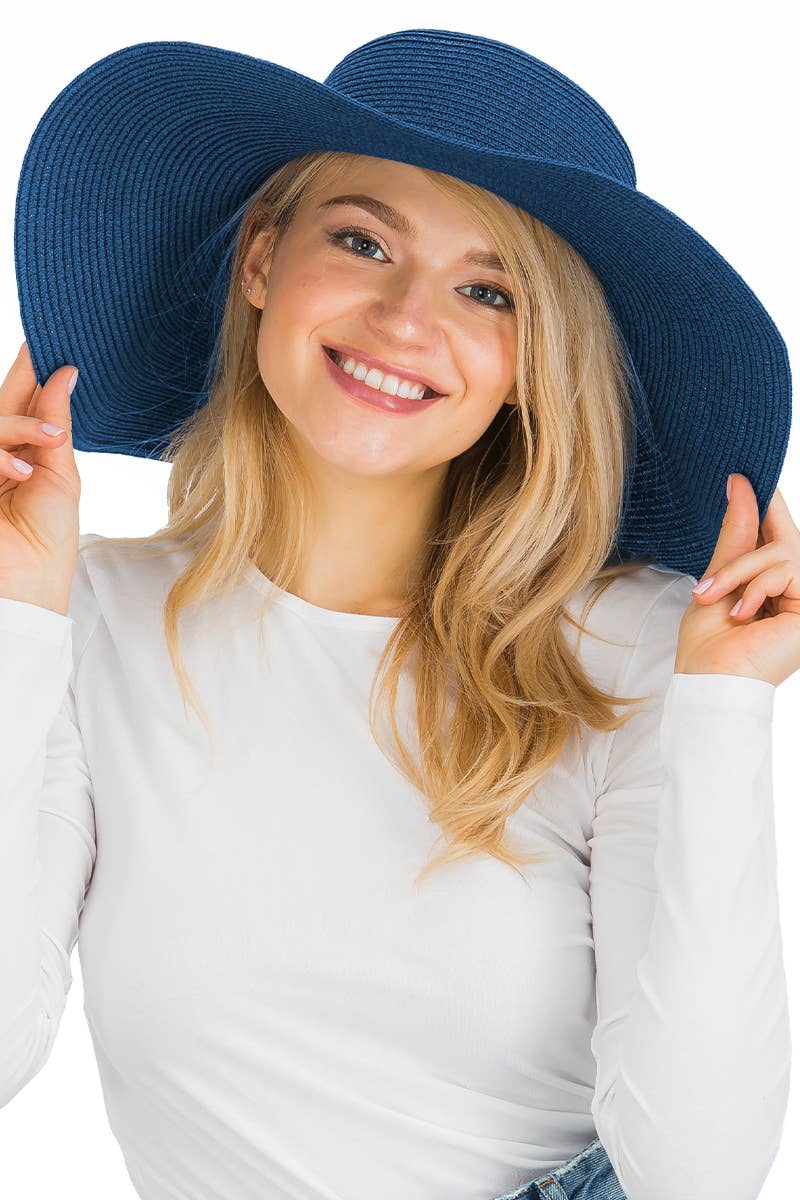 Cap Zone - Venta al por mayor Sombrero de paja - Mujer - Sombrero de sol de paja con tejido apretado, color sólido y ala ancha flexible18