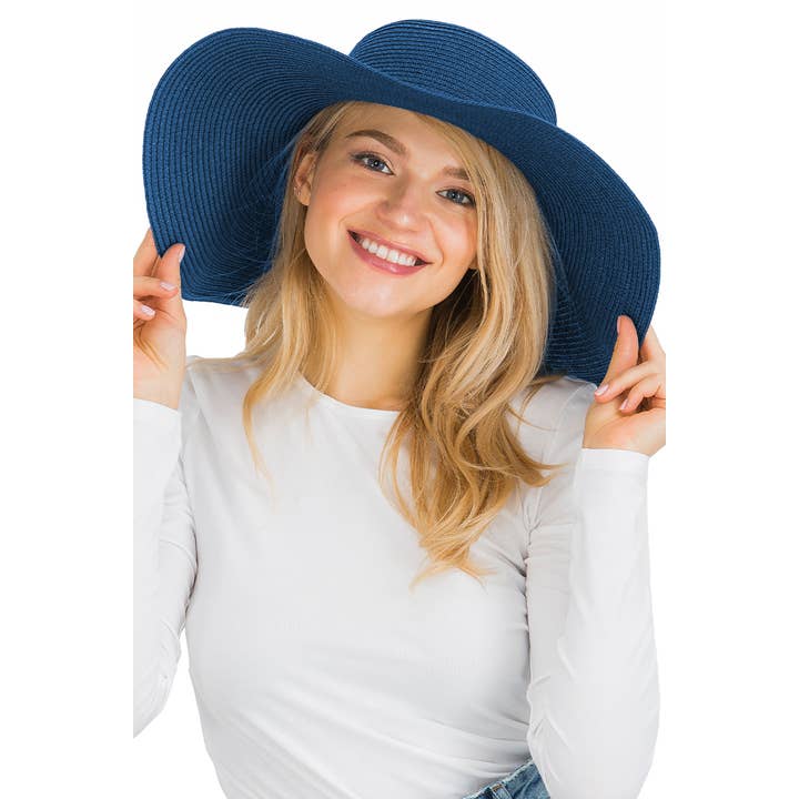 Cap Zone - Venta al por mayor Sombrero de paja - Mujer - Sombrero de sol de paja con tejido apretado, color sólido y ala ancha flexible18