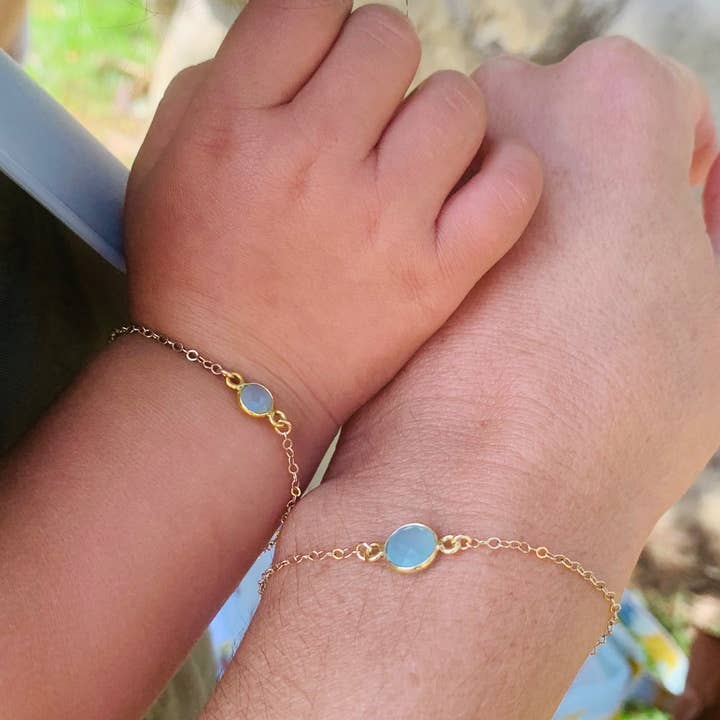 Juego de pulseras de calcedonia madre e hija para venta al por mayor de Chains By Lauren
