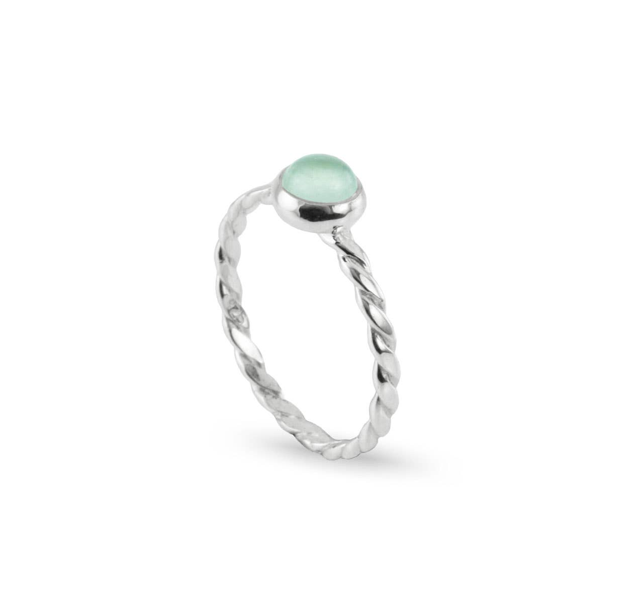 The Jewellery Store London - Wholesale Single Stone/Solitaire Ring - March Birthstone Ring – Aqua Chalcedony in Sterling Silver