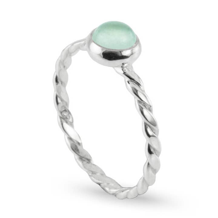 Ring mit Geburtsstein März — Aqua Chalcedon in Sterlingsilber für den Großhandel von The Jewellery Store London