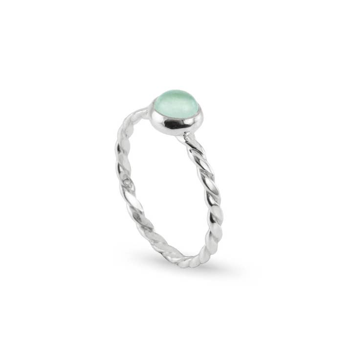 The Jewellery Store London – wholesale Single stone/solitaire ring – March Birthstone Ring – Aqua Chalcedony in Sterling Silver