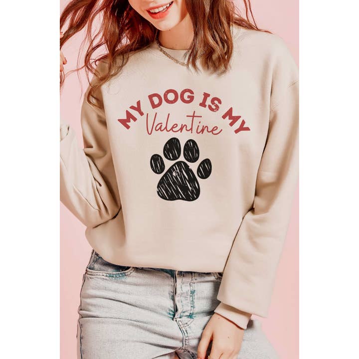 MIN HUND ER MIN VALENTIN Grafisk Sweatshirt for engroshandel hos A. BLUSH CO