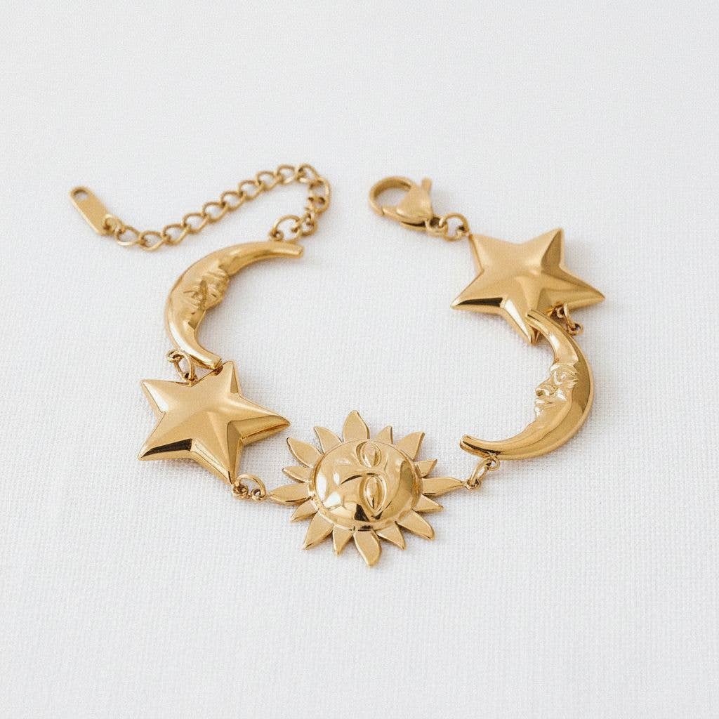 paperln - Wholesale Charm/Dangle Bracelet - Trendy Star and Sun Charm Bracelet0