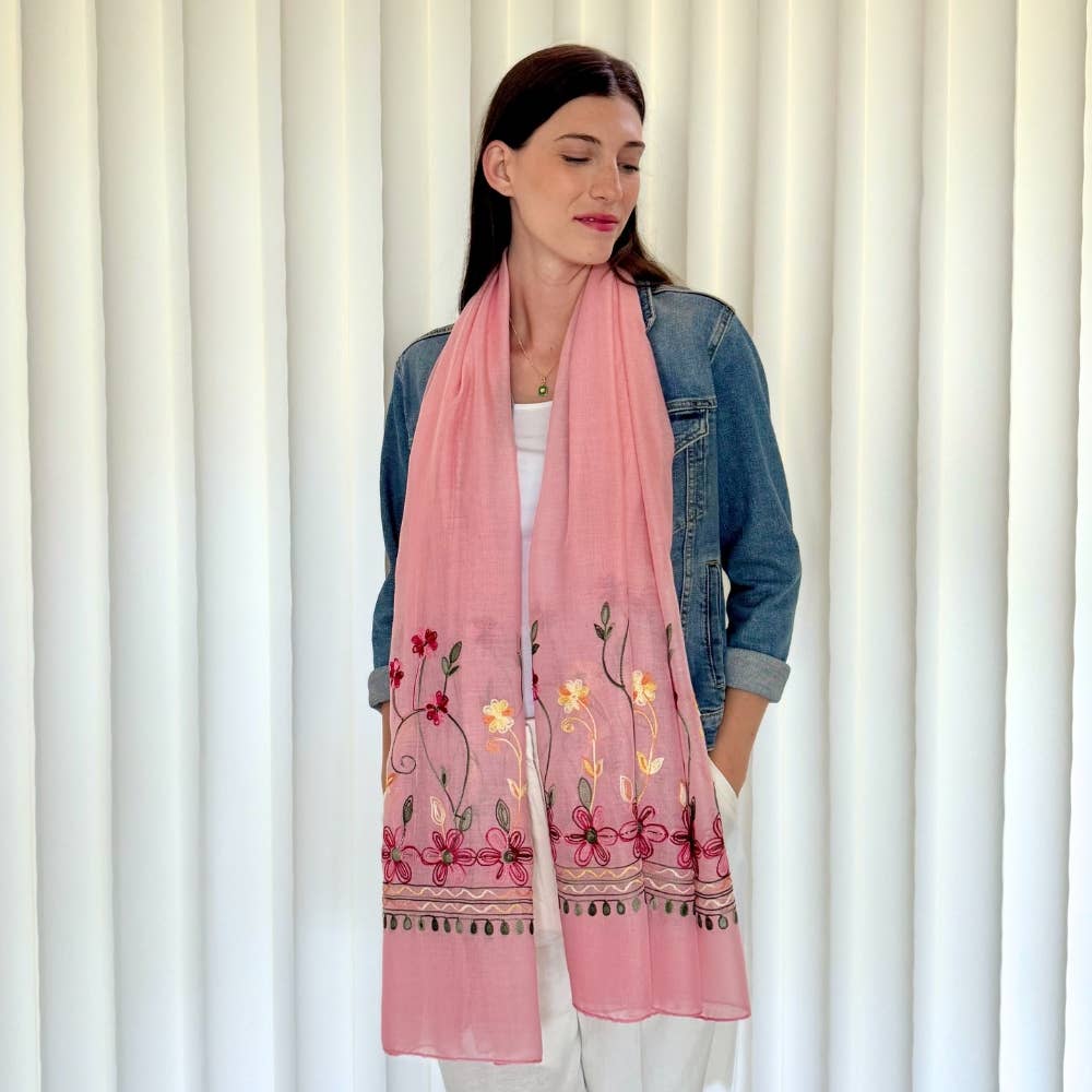 Humble Hilo – Engroshandel Tørklæde - Dame – Humble Hilo Broderet tørklæde/sjal med blomster55