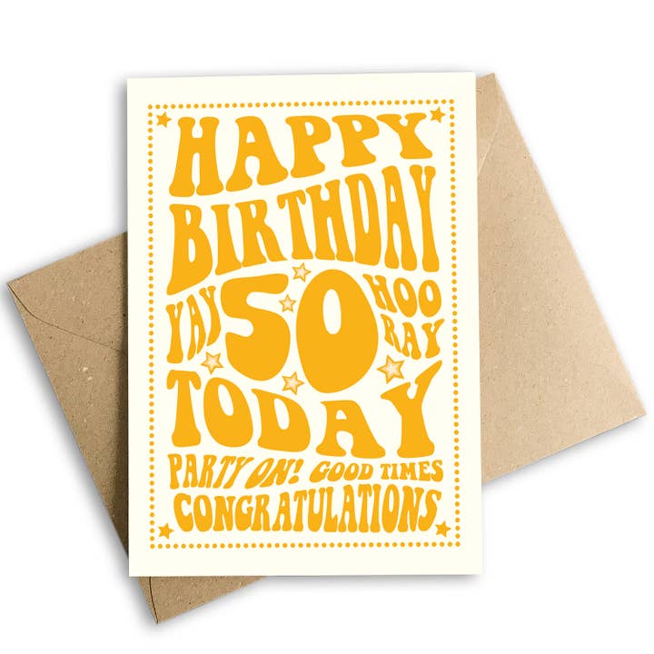 Happy Birthday 50 Today 50th Birthday Card for wholesale by Cloud Cuckoo Design
