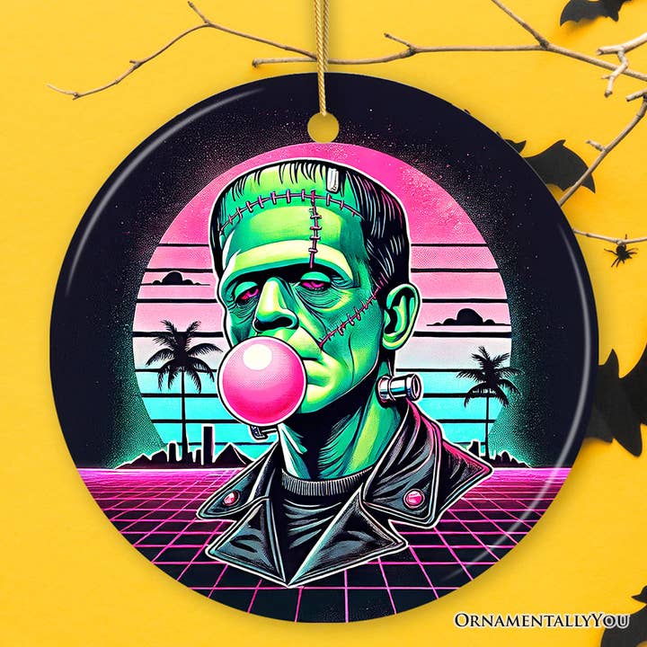 Vaperwave Frankenstein Retro Neon Horror Ornament for wholesale by OrnamentallyYou