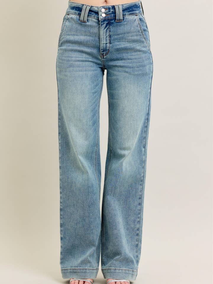 LT High Waisted Double Button Waistband Wide for wholesale on Faire0