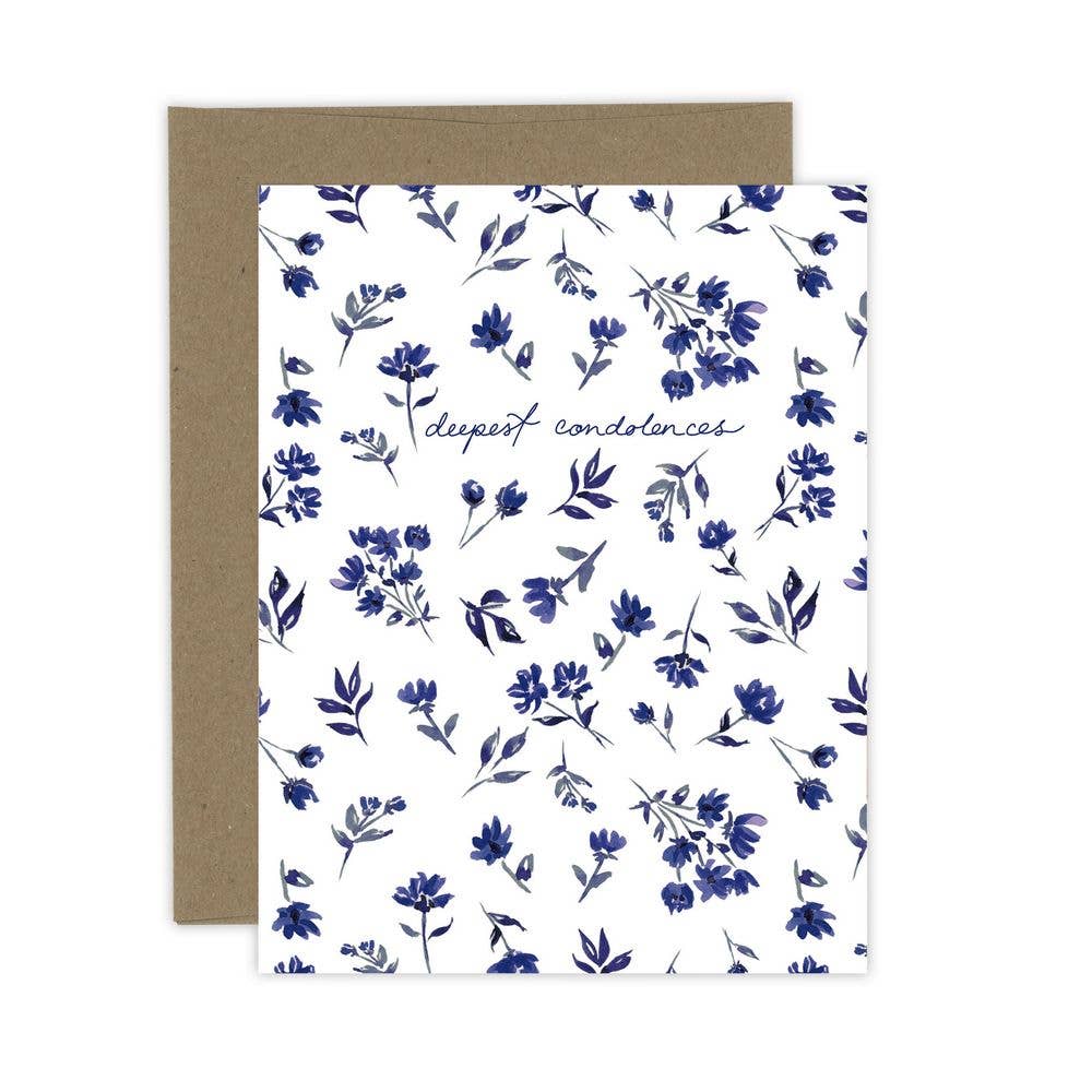 Almeida Illustrations - Wholesale Sympathy Card - Deepest Condolences Navy Floral Card1