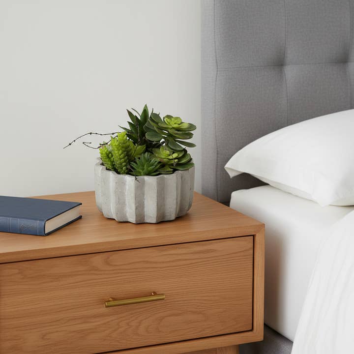 HomeRoots - Wholesale Artificial Plant - 8" Green Artificial Succulents in a Gray Planter1