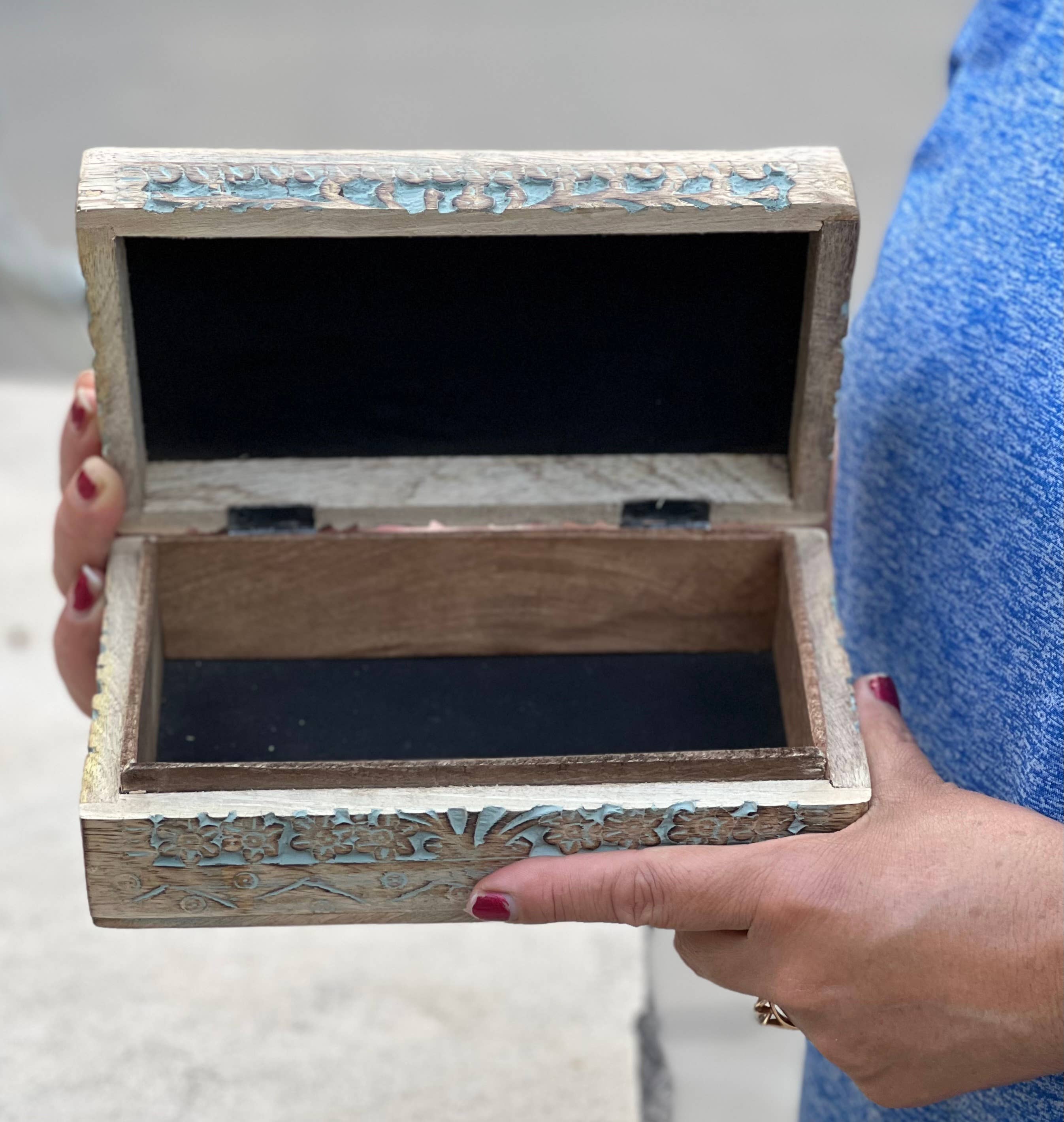 Lungta Imports - Wholesale Jewelry Box/Organizer - Hand Carved Lotus Wooden Box Keepsake Jewelry Watch Storage4