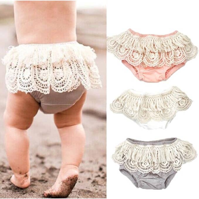 Fennco Styles - Vendita all'ingrosso Slip/copripannolino - Neonati - Mutandine per neonati in cotone all'uncinetto con frange di pizzo