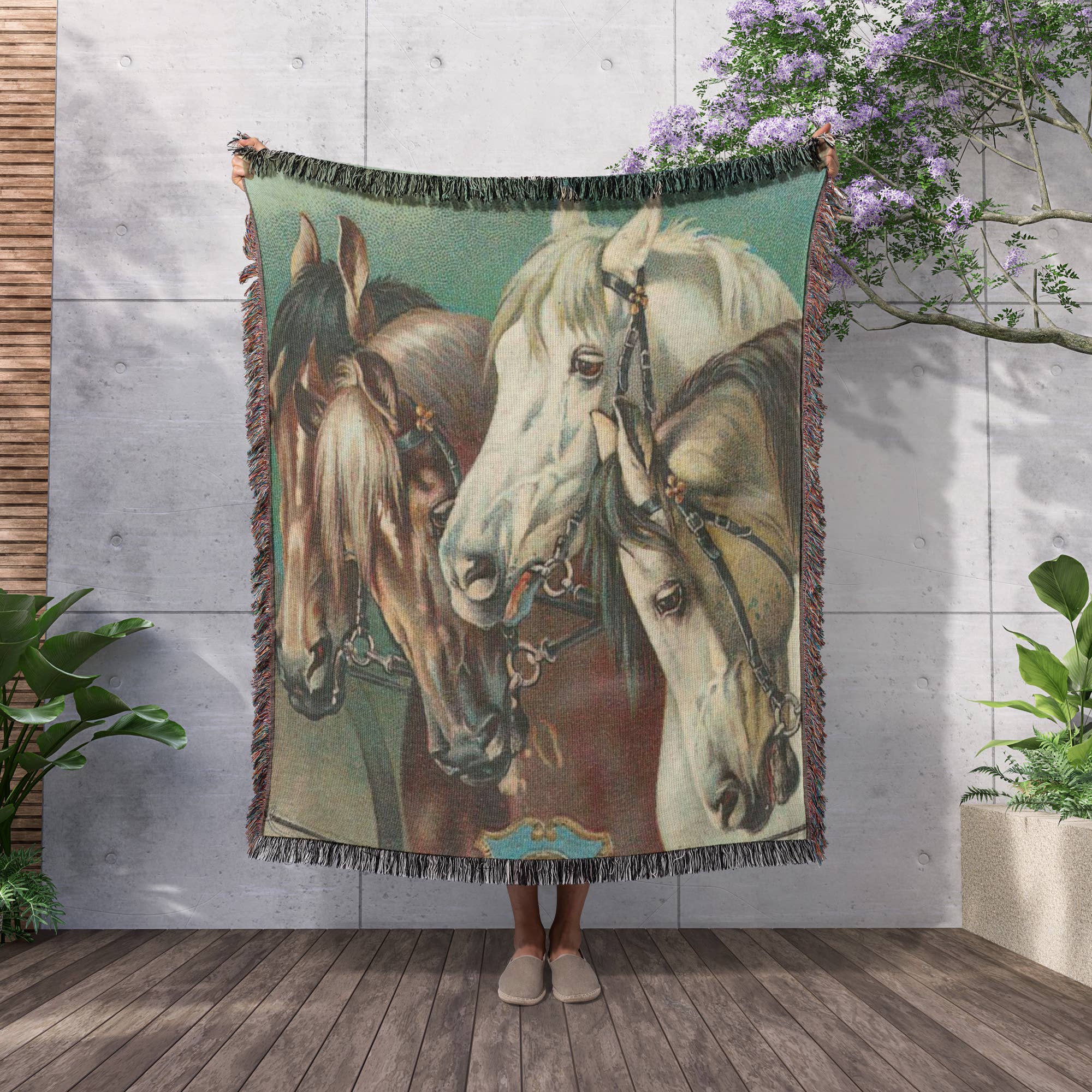 3dRose - Wholesale Throw Blanket - 3dRose, Vintage Four Horses Artwork, Blanket2