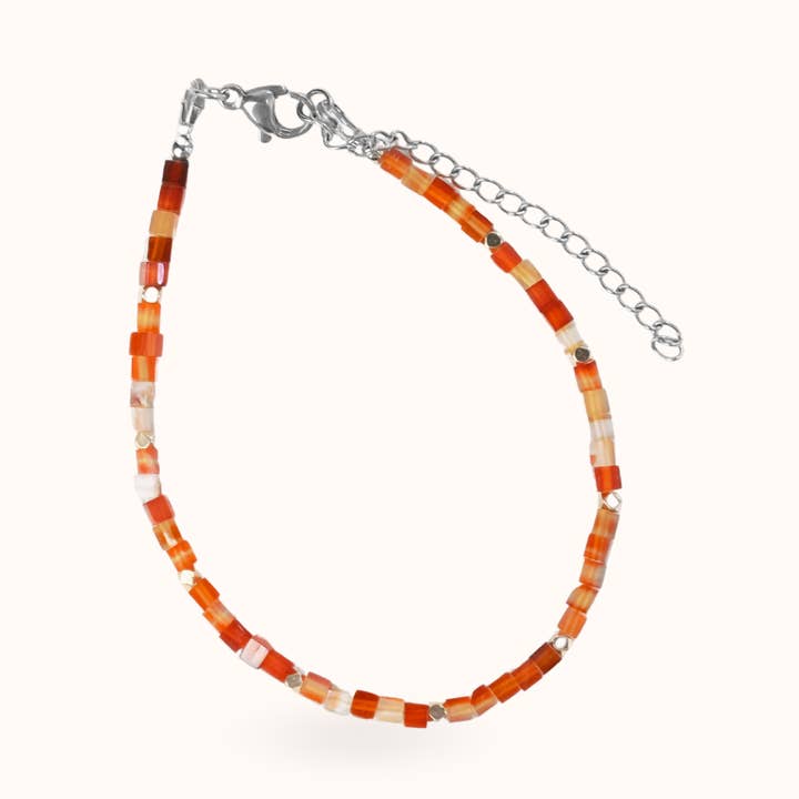 Bracelet en Agate Rouge Argent pour la vente par Blue Buddha Jewelry