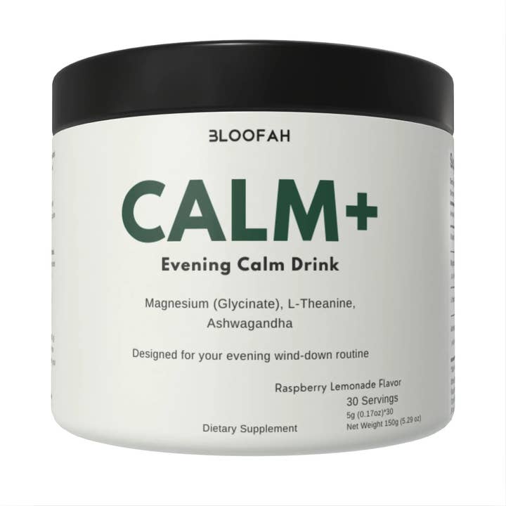Bloofah Calm+ Aftendrikblanding | Magnesiumglycinat, L-Theanin & Ashwagandha | Aftenafslapning & Daglig Balance | 30 Portioner for engroshandel hos Bloofah