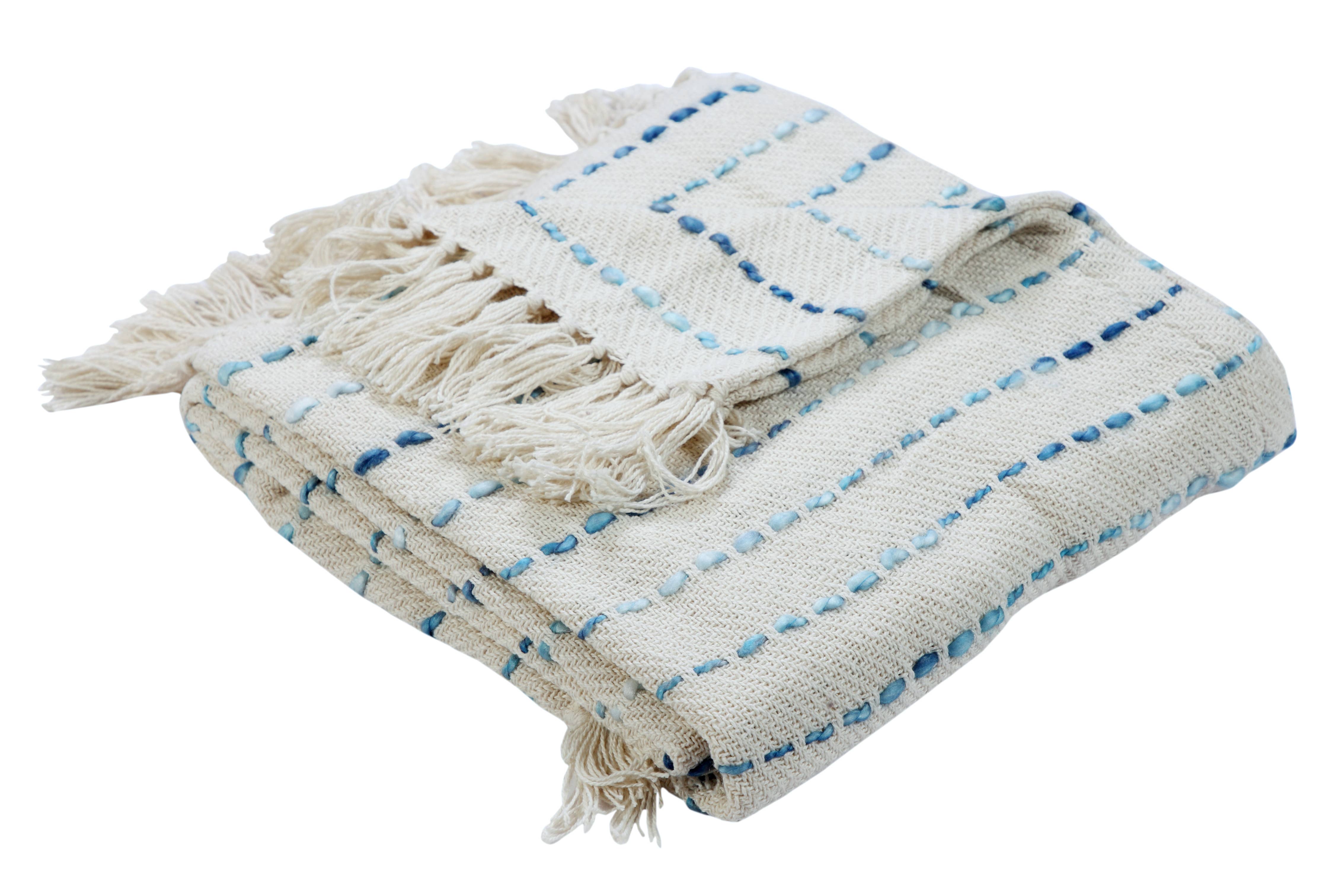 Cream Interwoven Oceanic Throw Blanket for wholesale on Faire2
