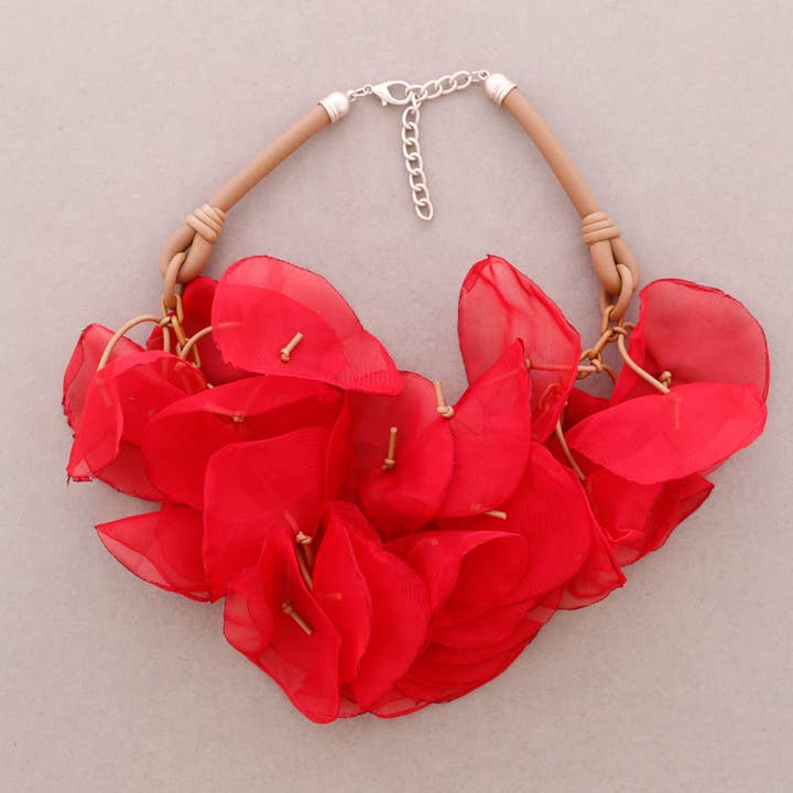 Sonata - Wholesale Snap Jewelry - Choker Rubber Fabric Flowers