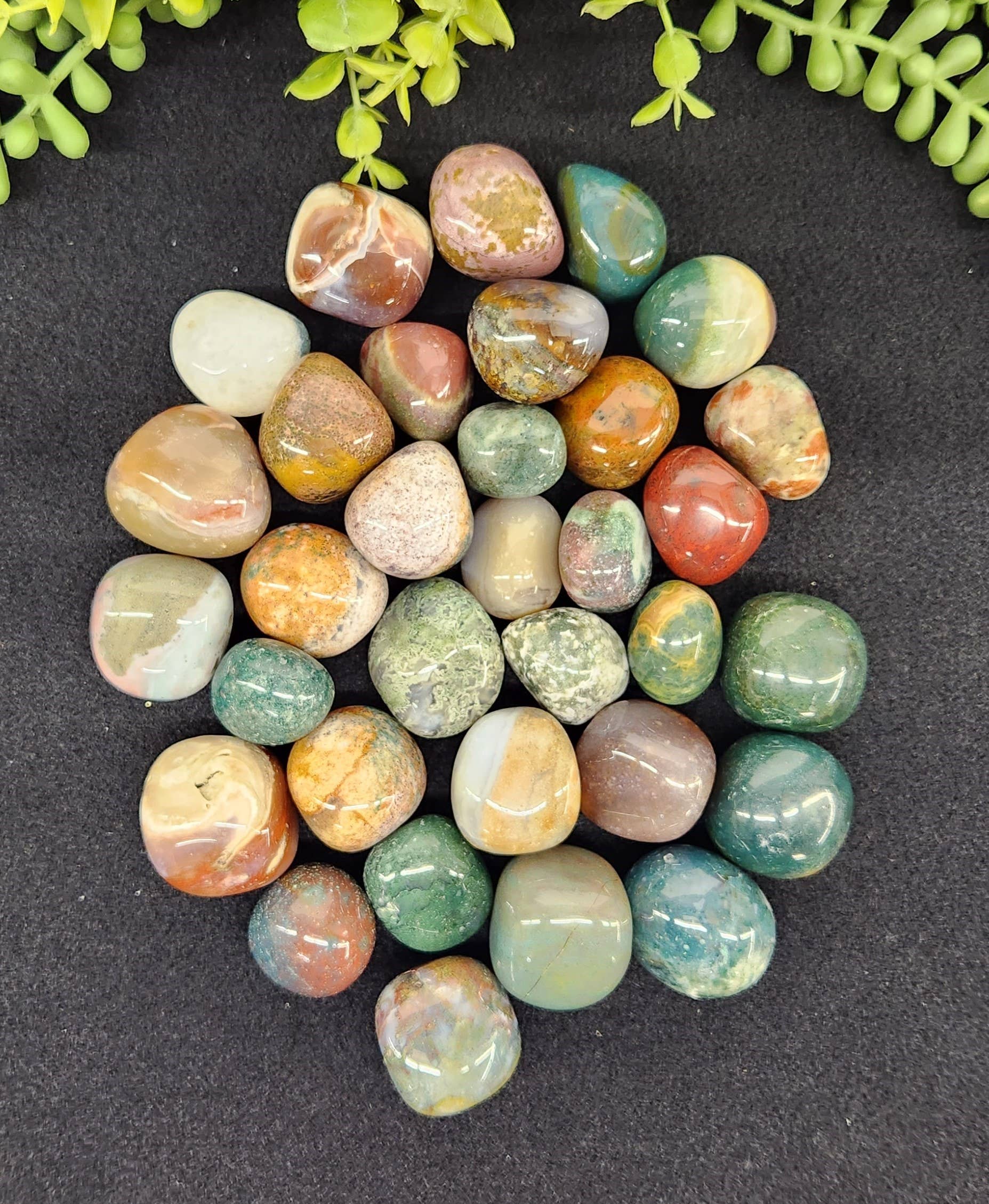 Meraki Gemstones - Wholesale Spirituele steen/kristal - Ocean Jasper (1 kg/2,2 lbs.) Trommelde stenen ca. 30-35 mm2