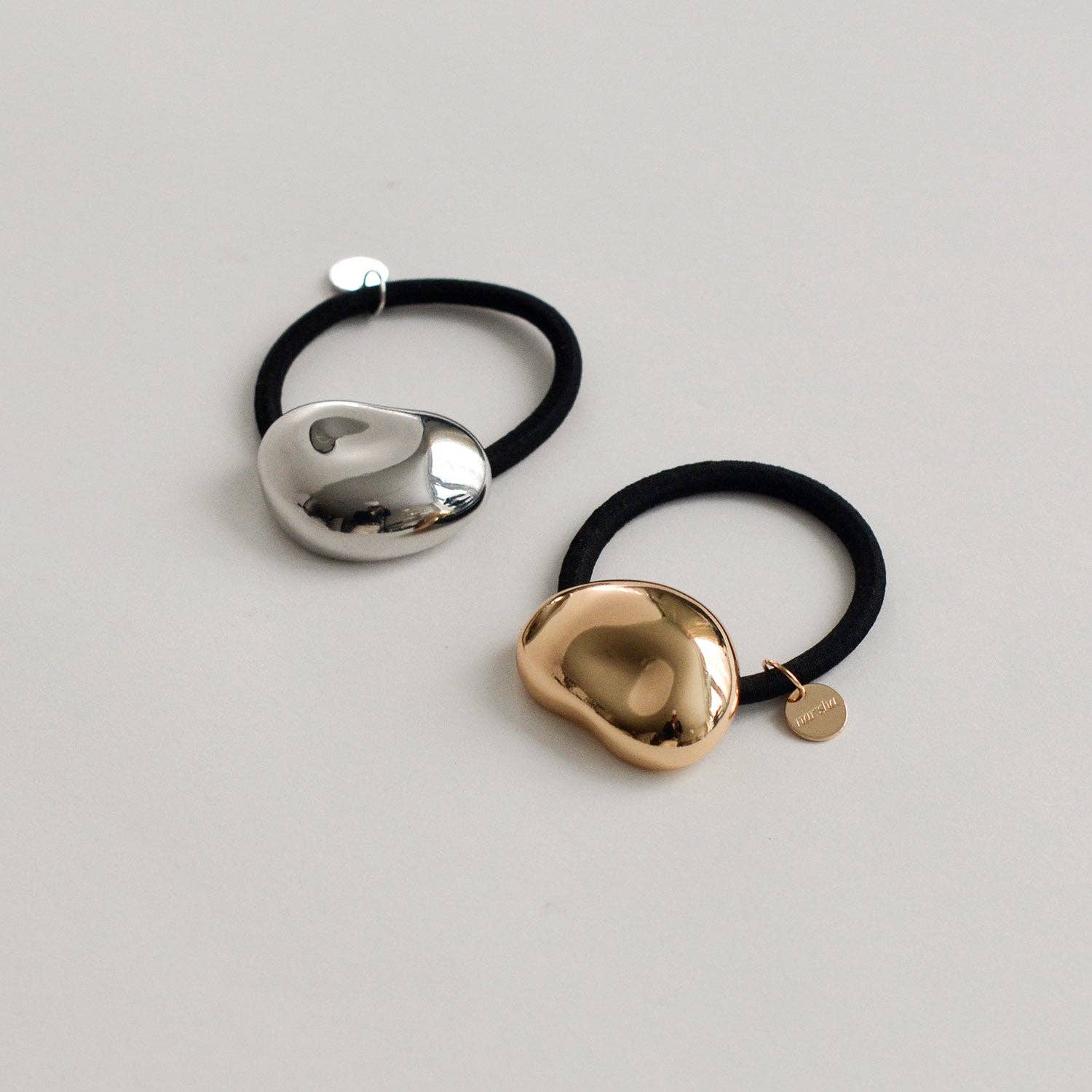 nar'sha - Wholesale Hair tie - Pebble-Shaped Metal Cuff Hair Tie | Silver5