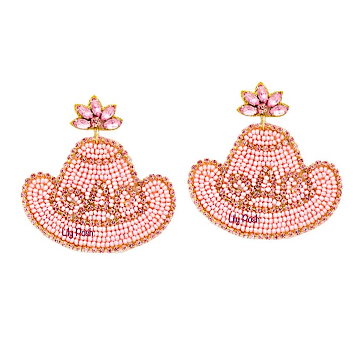 Orecchino a perline a forma di cappello da cowboy, orecchino boho western per la vendita all'ingrosso da parte di Lily Posh