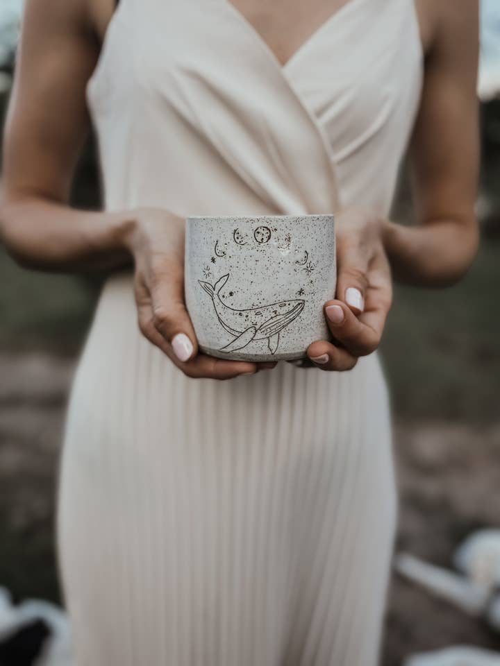 Whale with Moon - Ceramic Mug for wholesale by Wolf and Clay Pty Ltd