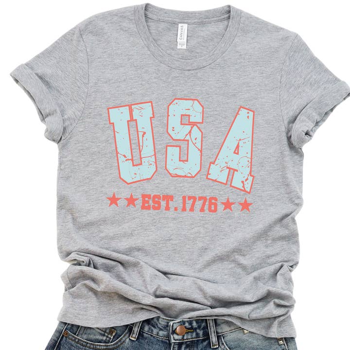 ATTA TOOD LLC - Wholesale T-Shirt (Graphic) - Women's - USA women's 4th of July graphic t-shirt, Patriotic, Holiday1