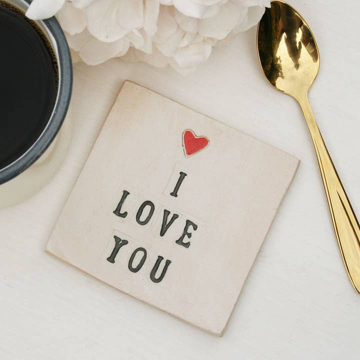Square I Love You Ceramic Coaster for wholesale by Juliet Reeves Designs