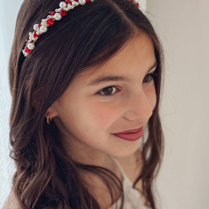 A Little Lacey - Wholesale Fashion Headband - Kids - Evelyn Girls Christmas Pearl Headband2
