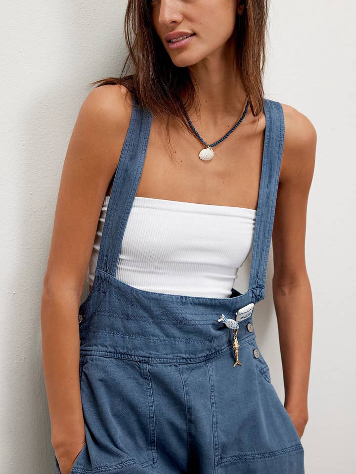 Hope & Sunshine - Wholesale Overalls - Women's - Loose Fit Sleeveless Denim Overalls10