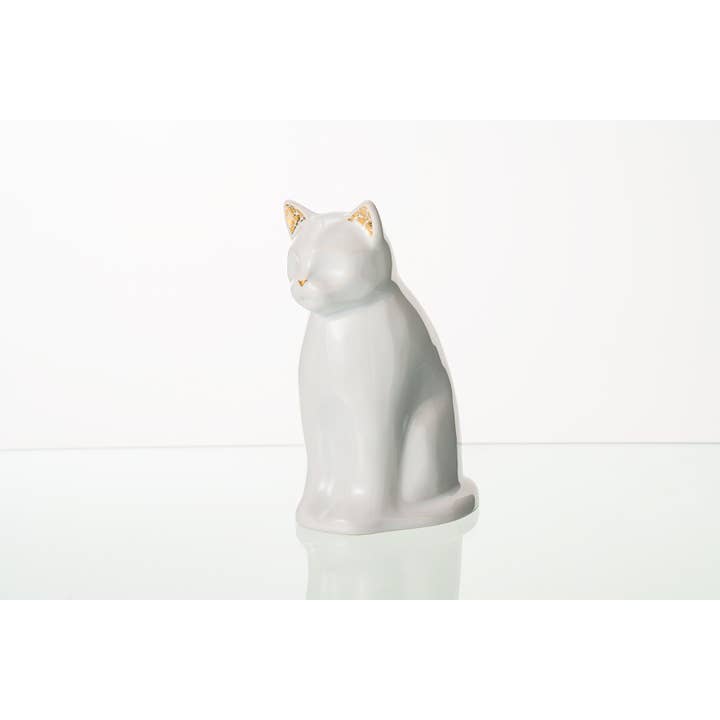 Pulvis Art Urns – wholesale Husdjursurna/minneslåda – "Mjau" Djururna för Katt - Vit | Keramik