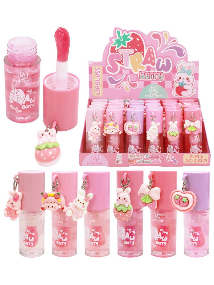 Gloss à Lèvres Scintillant Charme Fraise - 24 Pièces pour la vente par Cap Zone