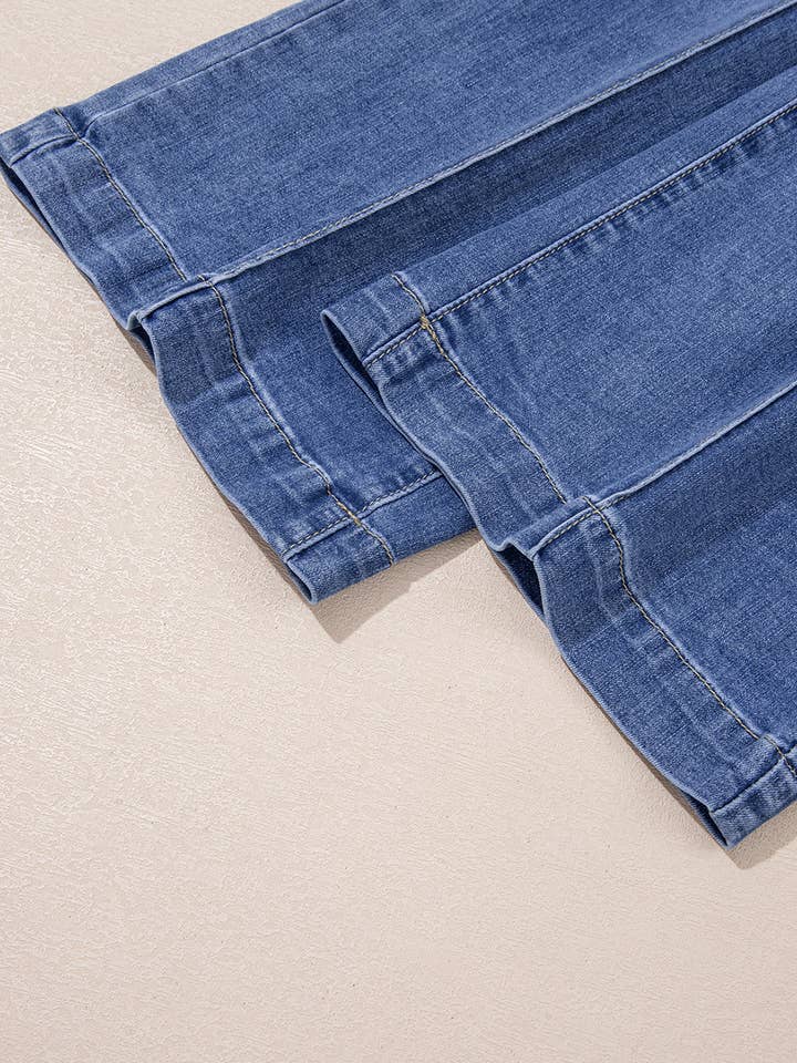 Blue Tailored Center Seam Detail Straight Loose High Rise Jeans for wholesale on Faire10