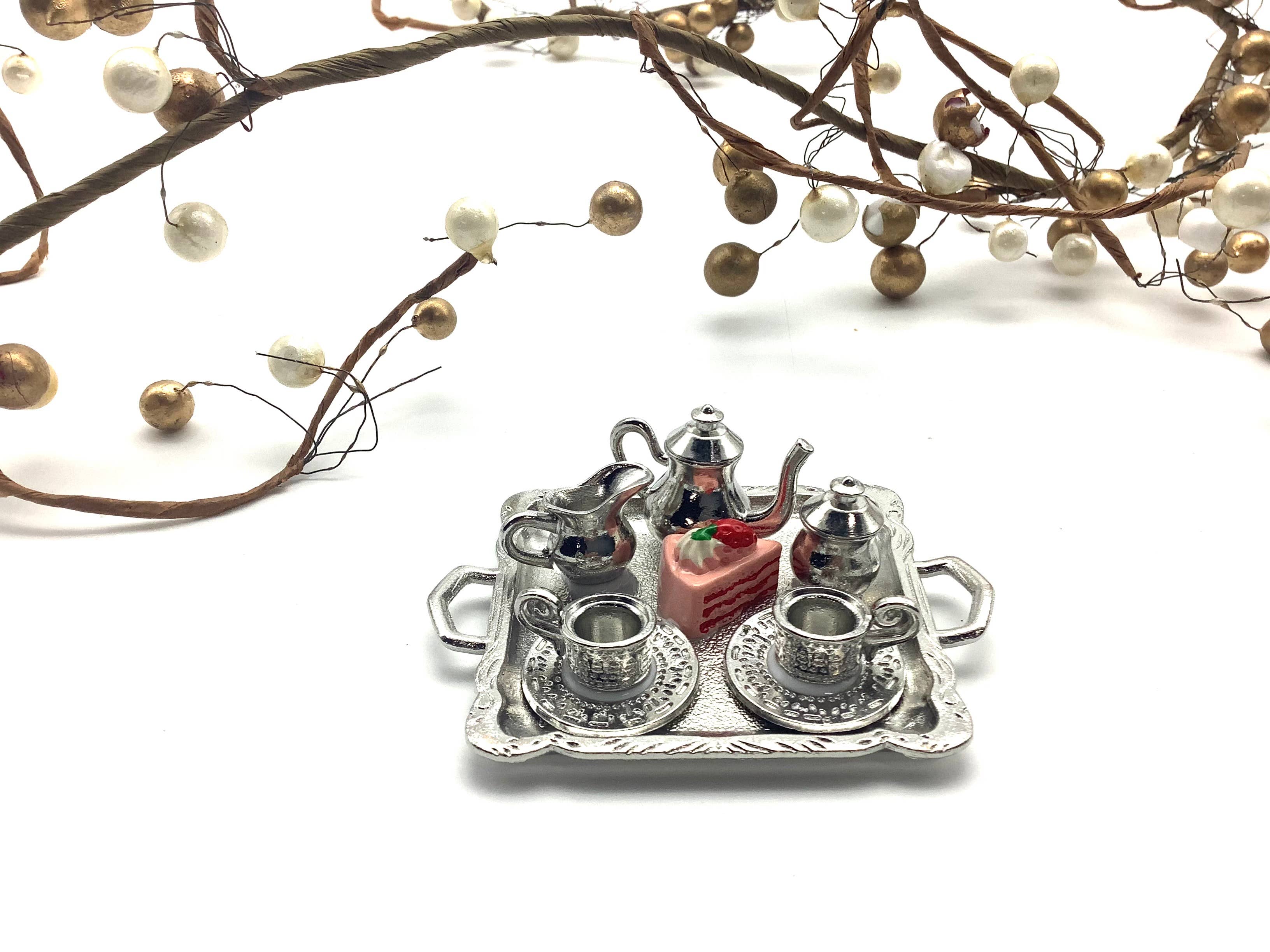All Little Cute Things - Wholesale Ornament - Afternoon Tea Set with Tray Ornament, Holiday Decor