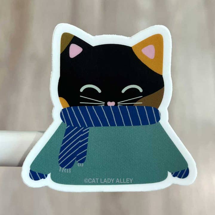 Sweater Kitty Tortie Cat Sticker for wholesale by Cat Lady Alley