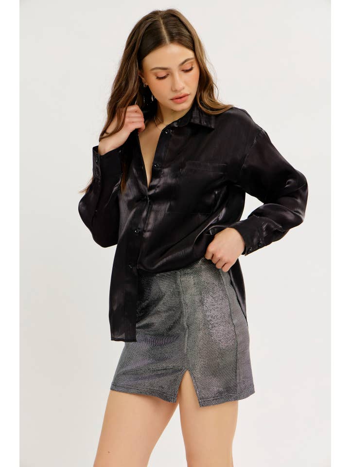 idem ditto - Wholesale Skirt - Women's - FESTIVE ESSENTIAL METALLIC MINI SKIRT WITH FRONT SLIT8