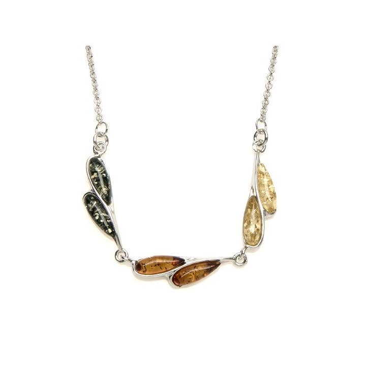 Collana a goccia in ambra multicolore, argento 925, 42 + 4 cm per la vendita all'ingrosso da parte di OPALOOK France