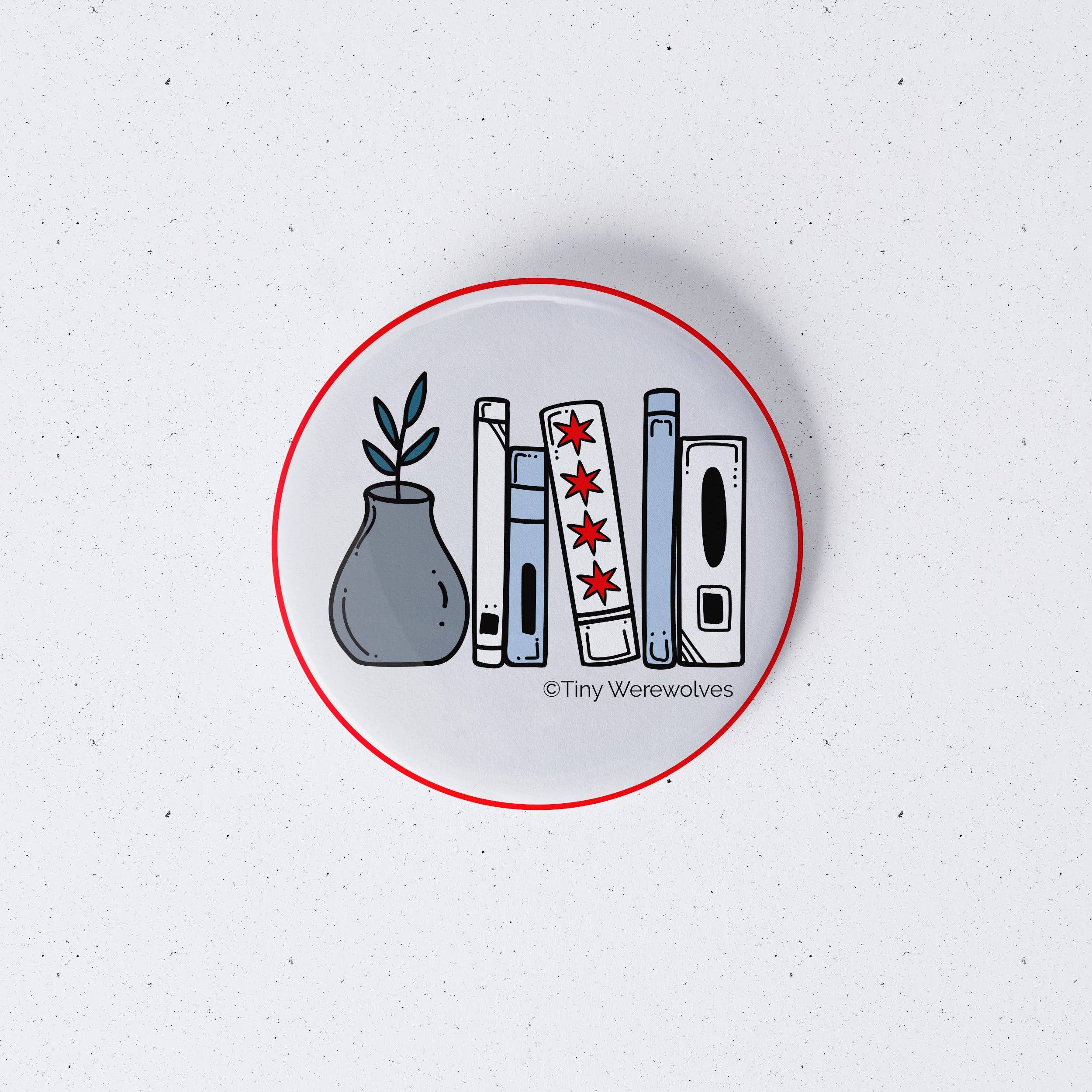 Tiny Werewolves - Wholesale Lapel Pin/Button - Chicago Flag Bookshelf 1" Mini Button Pin1