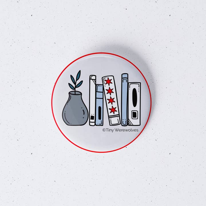 Tiny Werewolves - Wholesale Lapel Pin/Button - Chicago Flag Bookshelf 1" Mini Button Pin1