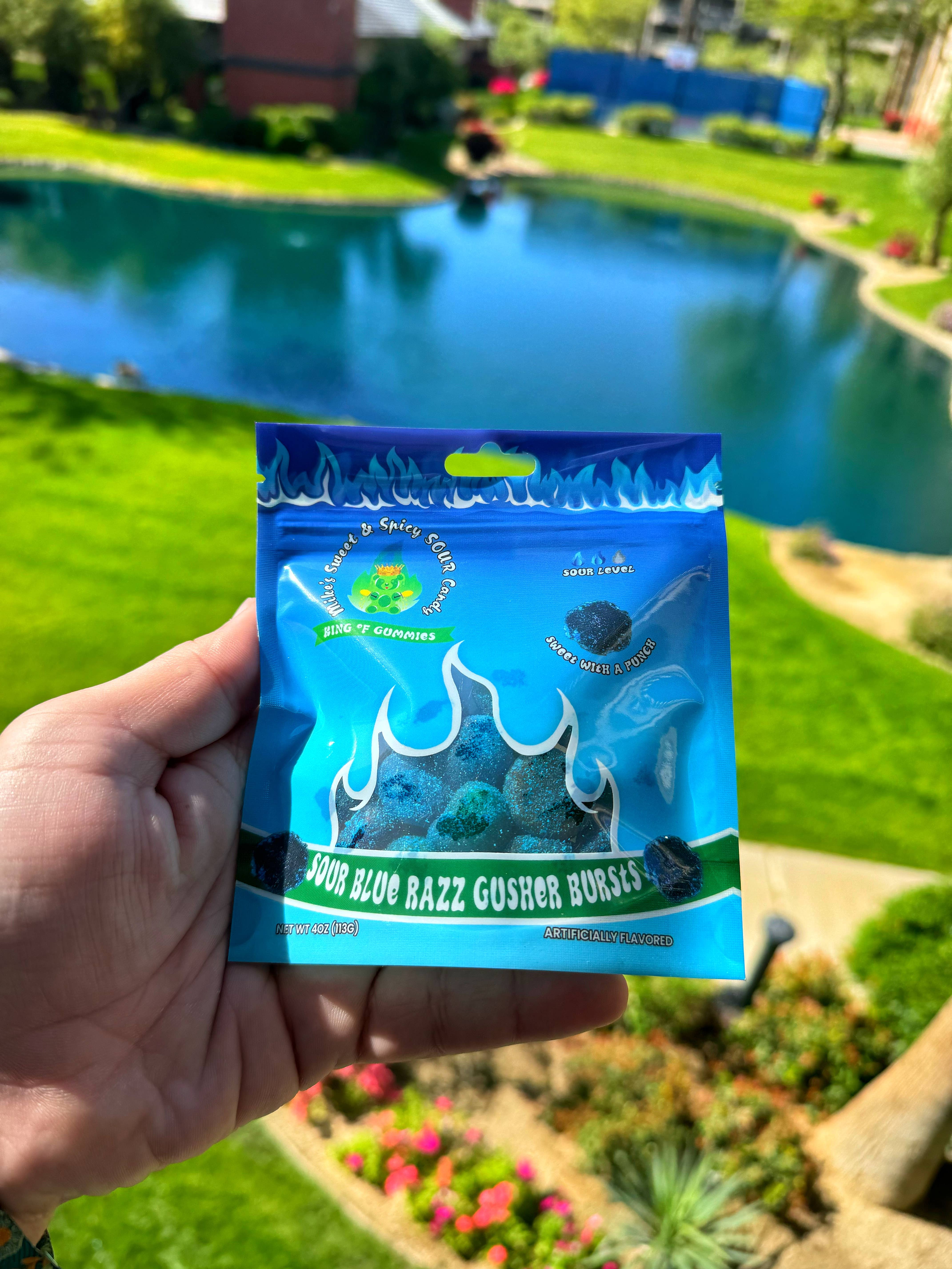 Mike's Sweet and Spicy - Wholesale Gummy - Sour Blue Razz Gusher Bursts
