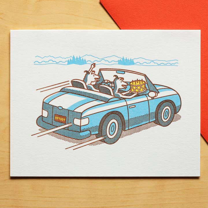 Cake Thieves Make a Getaway Letterpress Birthday Card for wholesale by Fickle Hill Letterpress