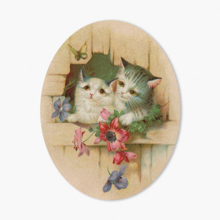 Loretta • Sticker • Vintage Cats and Florals for wholesale by The Digital Chromist