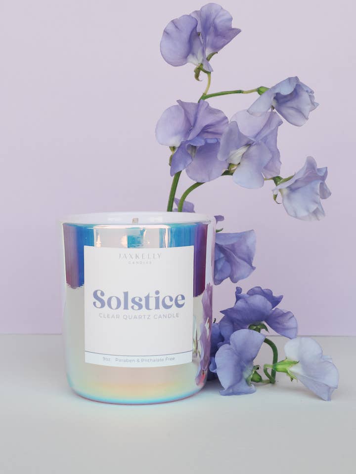 9oz - Solstice Crystal Candle - Periwinkle for wholesale by JaxKelly Candles